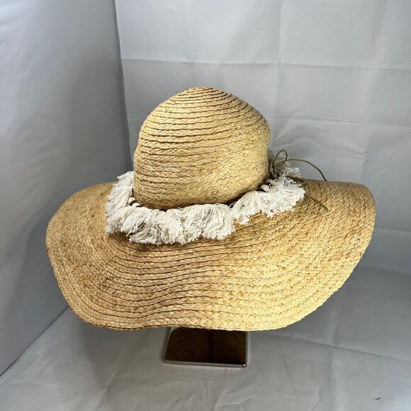 Hat Attack Coverup Sun Hat w/ fringe and beading- gray meat condition! main image 11